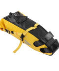 Durable 13L Bikepacking Bag For Long Rides With Large Capacity Yellow And Black Exterior Built To Last Buckles And Waterproof Material