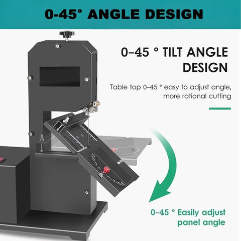 800W Benchtop Bandsaw For Small Workshops With 70mm Cutting Height And 90mm Throat Curves And Straight Cuts Tilting Metal Table 0-45 Degrees