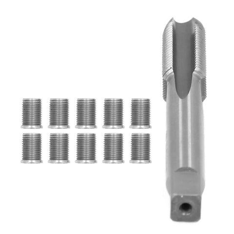 Awesome Auto Engine Thread Repair Kit M10x1.25 With Solid Tap And Inserts To Fix Worn Stripped Screws Fast Without Hassle In Your Garage Or Shop, 10 steel inserts