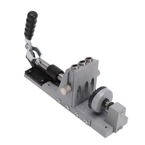 Straight Shooter 15 Degree Pocket Hole Jig Kit Featuring Single Side Access For Hassle Free Cabinet Building And Dead On Alignment Crafted From Heavy Duty Aluminum Construction, side view of the jig.