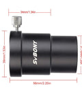 1.25 Inch Telescope Extension Tube Adapter With 34mm Optical Length, Aluminum, Locking Thumb Screw, Side View