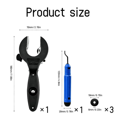 360 Degree Ratchet Pipe Cutter With Deburring Tool And Three Bearing Blades For Quick No Fuss Clean Metal Pipe Cutting In Tight Spaces Smooth Rotary Cut, 180mm cutter and 123mm deburring tool