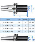 SK40 Morse Taper Tool Holder Compatible With Mta2 Mta3 Mta4 And Mtb Series For Cnc Milling Machines, detailed dimensions and specifications.