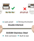 Comparison of interlock designs on an Extra Long 96 Inch Stainless Steel Hand Held Shower Hose With Brass Insert In Brushed Nickel.