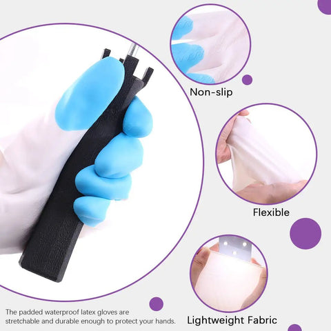 Non-slip pro grade glove from 4 Piece Fiberglass Roller Tool Set With Detail Brushes And Pro Grade Glove Kit For Smooth Resin Lamination