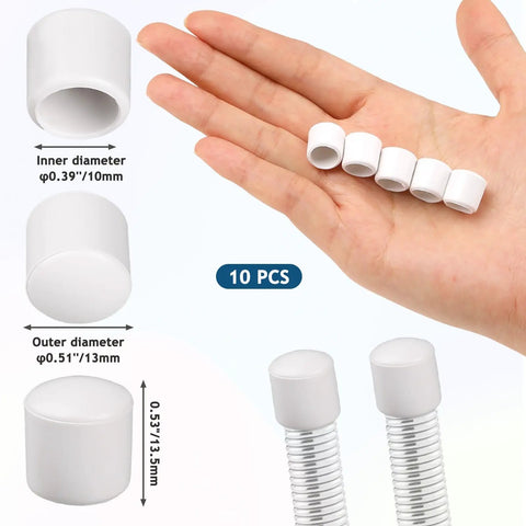 Hand holding 10 Pack Door Stopper Rubber Tips 0.39 Inch Inner Diameter Door Stop Caps For Wall And Floor Protection, Universal Fit