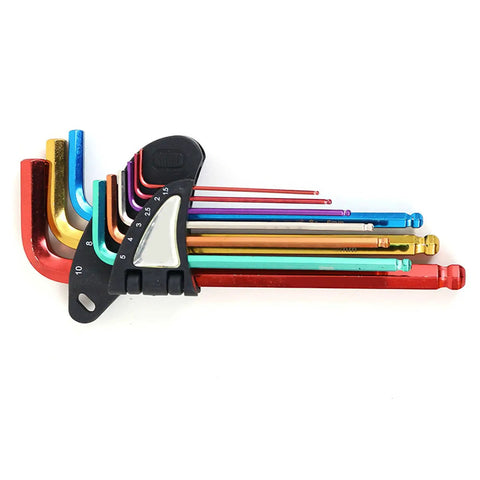 Professional 9 Piece Hex Wrench Star Key End Metal Arm Tool Set Kit For Auto Repair Furniture Build And Diy Handyman Jobs With Secure Grip Handles And Durable Steel Construction To Tackle Tough Bolts Anywhere, 9-piece colored set