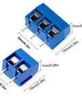 Boxed 2 Pin And 3 Pin 5mm Pitch PCB Mount Screw Terminal Block Connectors Blue For 14 To 22 AWG Wire Rated 300V 10A