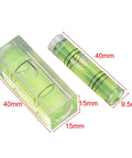 2pcs for mini for spirit Level Set Horizontal Bubble Vial For Picture Hanging Wall Art Calibration Rectangular And Cylinder Shape Plastic Green Liquid, detailed view of sizes and shapes.