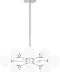 Hammett 9-Light Polished Chrome Chandelier With Opal Etched Glass Orbs, Sleek Steel Build, Damp Location ETL, Includes Nine 40W Xenon Bulbs