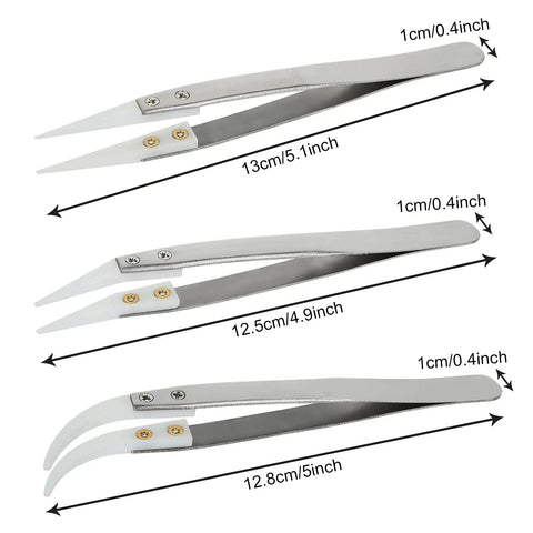 Six Piece Precision Ceramic Reverse Solder Tweezers Set With Non Conductive And Anti Magnetic Pointed And Curved Tips