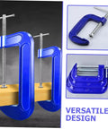 Heavy Duty 4 Inch G Clamp Table Mount for Woodworking and Metalworking Projects securing a wood piece
