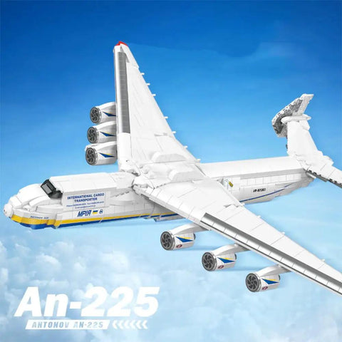 An-225 Transport Aircraft Building Blocks Set 1 135 Scale With 1728 Pieces Realistic Airplane Model Kit flying view