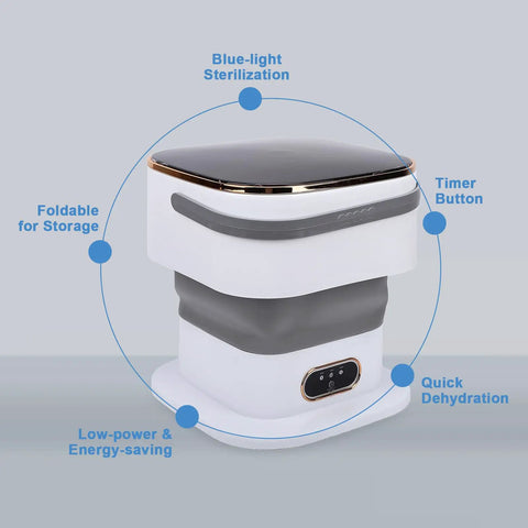 Portable Folding Mini Washer With Spin Dryer Combo 20 Liter Capacity Compact Laundry Workhorse with timer and foldable design.