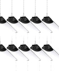 Set of 10 hanging 4 Foot LED Shop Lights 84W 10000 Lumens Daylight 5000K Ultra Bright Lit Garage Lighting.