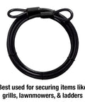 Beefy 15 Foot Looped End Steel Cable For Bikes And Outdoor Gear braided steel with protective coating coiled view