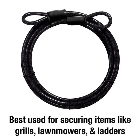 Beefy 15 Foot Looped End Steel Cable For Bikes And Outdoor Gear braided steel with protective coating coiled view