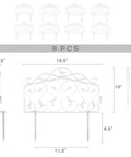 Dimensions of Decorative Garden Border Edging Kit In PP Plastic With Faux Wrought Iron Leaf And Bird Design 8 Panels