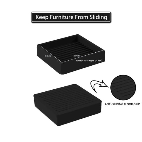 High Performance Non Slip Furniture Cups And Square Caster Pads For Hardwood Floors, 2-inch rubber pads with anti-sliding grip.