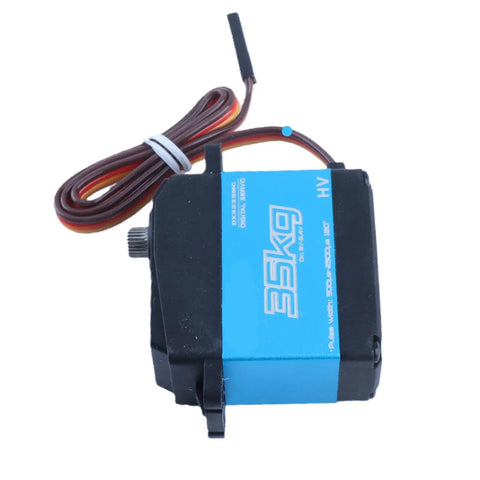 Heavy Duty 35Kg Digital Steering Servo For Rc Cars Featuring Waterproof Metal Gears and a connected cable.