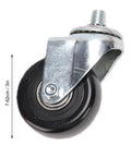 Tough As Nails Heavy Duty Workbench Casters With Three Inch Polyurethane Wheels and Retractable Pull Pins featuring a 3 inch rubber wheel.