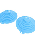 SUNGOOYUE Silicone Tub Stopper Strong Suction Seal, two blue silicone drain plugs with cute frog designs.