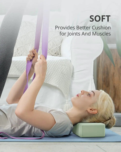 Premium Soft Foam Yoga Blocks For Pilates And Meditation Lightweight Odorless Cushioned Supports For Stretching Toning And Daily Fitness Killer Comfort Mint Green Two Pack used for better joint cushion during stretching.