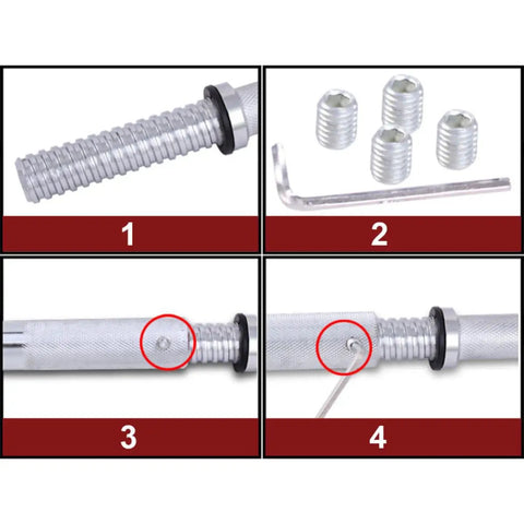 Assembly details of Ultra Precision Dumbbell Connecting Rod For Home Gym Steel Barbell Connector That Fits Tight No Slip Easy Setup.