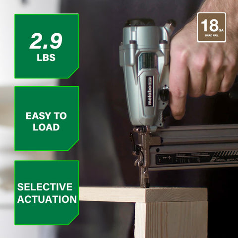 Using Pro 18 Gauge Brad Nailer For Trim And Furniture Projects Pneumatic Finish Nail Gun With Lightweight Aluminum Magazine