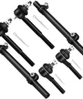 Six Piece Front Suspension Kit For Lincoln Town Car 1995-2002 ES3311S With Inner And Outer Tie Rod Ends Beefed Up Front End Alignment And Steering Upgrade Fits Ford Crown Victoria Mercury Grand Marquis, black steel parts