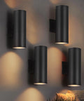 4 Pack Outdoor Wall Lights For Porch And Patio, Waterproof Black Aluminum Sconce Fixtures With Up And Down Lighting