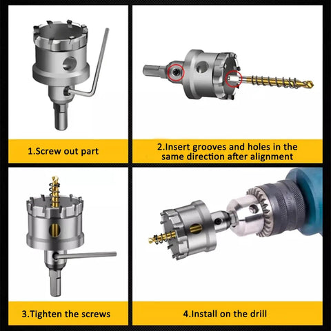 Installation guide for 13Pcs TCT Hole Saw Kit With Tungsten Carbide Tips For Stainless Steel Heavy Duty Hole Cutter Set