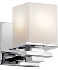 Dope 6.5 Inch One Light Wall Sconce With Satin Etched Cased Opal Glass Shade And Chrome Finish Ideal For Hallways Bathrooms Powder Rooms And Modern Living Spaces
