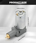 Heavy Duty 12V Air Ride Seat Compressor Fits Grammer Chicago Maximo Actimo MSG93 MSG95 MSG97 Primo Compacto GR1220254 dimensions on white background.