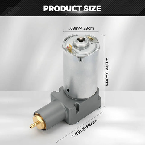 Heavy Duty 12V Air Ride Seat Compressor Fits Grammer Chicago Maximo Actimo MSG93 MSG95 MSG97 Primo Compacto GR1220254 dimensions on white background.