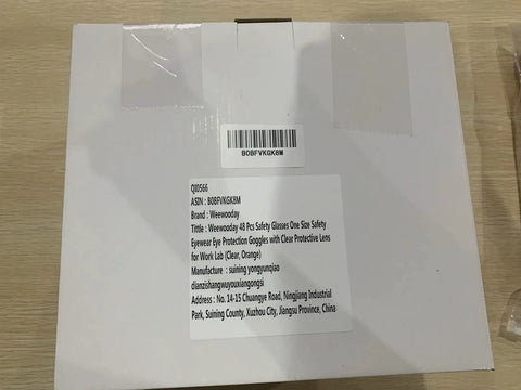 Box label for 48 Pack Safety Glasses Set One Size Fits Most Eye Protection Goggles With Clear Lenses For Work And Lab