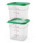 2 Pack Classic Series Square Food Storage Containers With Green Lids 4 Qt Commercial Grade Polycarbonate Durable Clear Food Prep