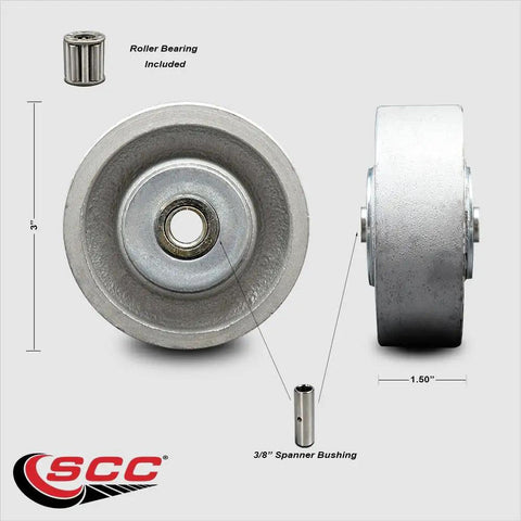 Heavy Duty Semi Steel Cast Iron Replacement Wheel Featuring Precision Roller Bearings And A Standard 3/8 Inch Bore Built As A Real Workhorse For 600 Pound Loads That Rolls Like A Dream