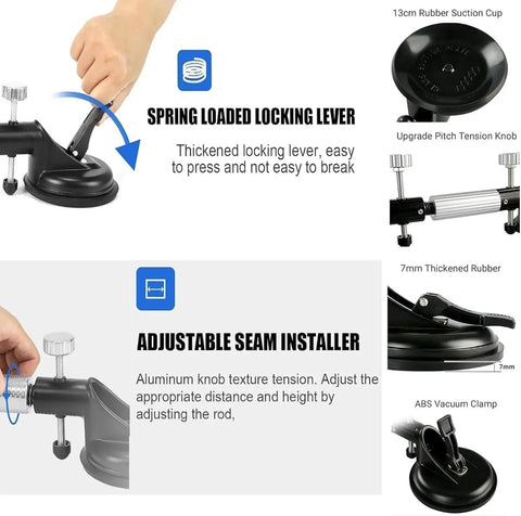 Vacuum Clamp Seam Setter For Countertops And Stone Slabs Gap Fixer Tool with spring-loaded locking lever and adjustable knobs