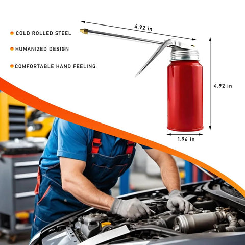 Two-pack metal oil pump oiler, red 200ml spray can with 4.92-inch spout for automotive use