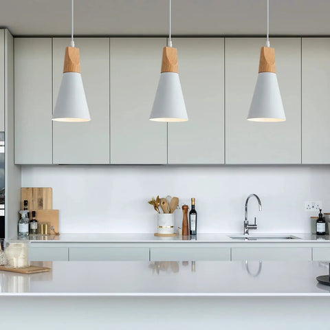 Three Pack White Modern Minimalist Pendant Lights Kit With Mounting Hardware And Instructions, Easy Install For Kitchen Island