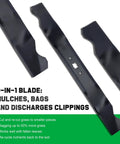 3-in-1 mulching mower blades compatible with Troy-Bilt 21 inch decks, focus on Beefed-Up Mower Blades For Troy-Bilt 21 Inch Deck