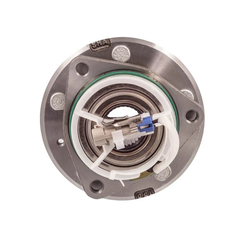 Front view of Front Hub Bearing Assembly For Cadillac STS 2003 2011 5 Lug ABS 25693148 512223 with ABS sensor