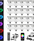 Low Voltage RGB LED Deck Lights Kit Waterproof Recessed Deck Lamps For Outdoor Landscape In Ground Lighting For Yard Garden Pathway Patio Steps Stairs Decor Pack Of 20 with remote and accessories