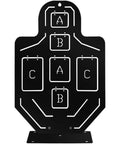 Beefy All Metal Airsoft Target With Six Zone Silhouette A B C Hit Areas, Stainless Steel Black Lacquer Finish