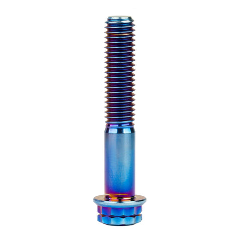 Front view of Titanium Flange Bolts 12 Point Head M10 X 40mm Pack Of 4 Burnt Blue Grade 5 Titanium Alloy with 16mm flange diameter.