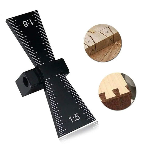 Premium Dovetail Marker Guide Set featuring two aluminum alloy woodworking jigs for precise scribing of joints on wood.
