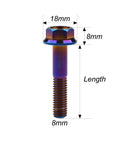 Titanium M8 external-hex flange bolt with burn-blue finish, 40mm length