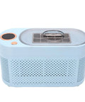 Portable Countertop Mini Ice Maker Makes Ten Snappy Cubes On The Fly In Just Fifteen Minutes With Ultra Quiet Operation, light blue design.