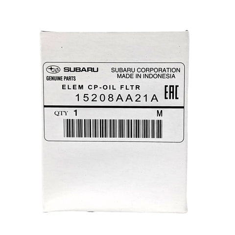 Subaru Engine Oil Filter And Crush Washer Kit box with part number 15208AA21A, for Outback Legacy Impreza Forester XV Crosstrek Ascent